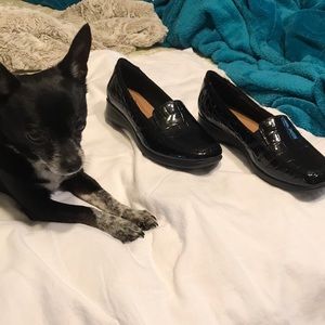 Clarks Black Patent Flats Sz 7